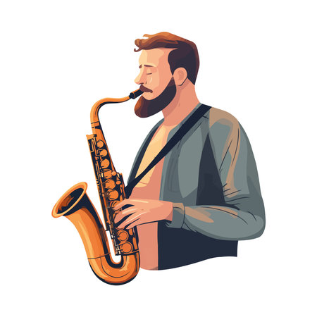 Man playing wind and brass instrumentのイラスト素材