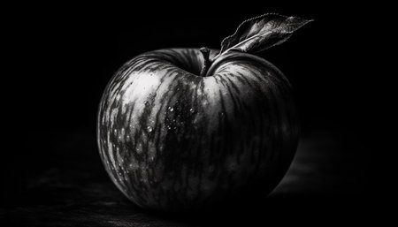 Juicy organic fruit on black background, perfect for healthy eating generated by artificial intelligenceの素材