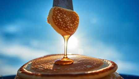 A refreshing glass of iced coffee on a wooden table generated by artificial intelligenceの素材