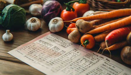 Healthy vegetarian recipe Fresh autumn vegetable meal with multi colored ingredients generated by artificial intelligenceの素材