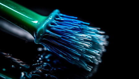 Freshness and hygiene in dental healthcare with glowing blue drop generated by artificial intelligenceの素材