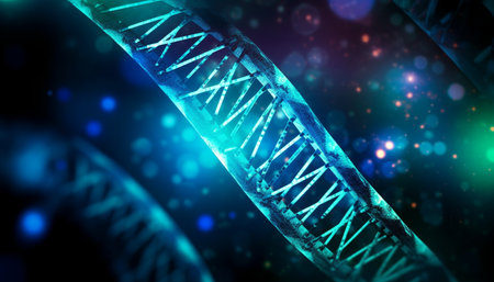 Abstract blue spiral pattern of molecular structure in high magnification generated by artificial intelligenceの素材