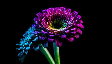 Vibrant bouquet of multi colored daisies in a green vase generated by artificial intelligenceの素材