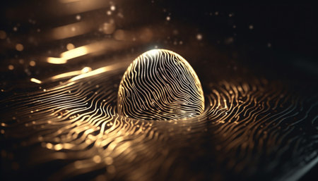 Abstract striped pattern in glowing yellow and blue underwater landscape generated by artificial intelligenceの素材