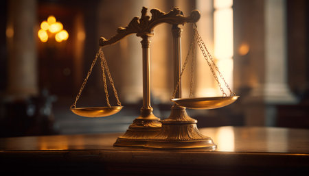 Legal system balances justice with punishment, symbolizing freedom and equality generated by artificial intelligenceの素材