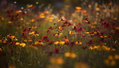 Vibrant wildflowers bloom in uncultivated meadow, a nature masterpiece generated by artificial intelligenceの素材