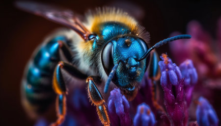 Small insect pollinates flower, symbiotic relationship in natural beauty generated by artificial intelligenceの素材