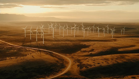 Renewable energy innovation turning wind into sustainable power supply outdoors generated by artificial intelligenceの素材