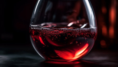 Liquid luxury pouring into crystal wineglass, reflecting elegance and celebration generated by artificial intelligenceの素材