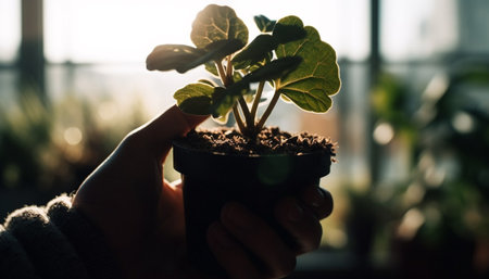 Men and women working together to plant new life outdoors generated by artificial intelligenceの素材