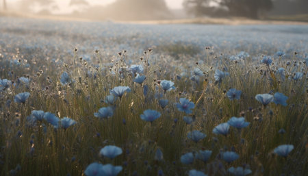 Wildflower meadow in rural landscape, yellow daisy blossom beauty generated by artificial intelligenceの素材