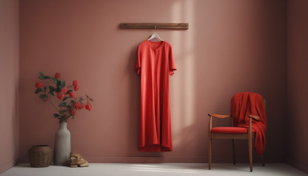 Elegant fashion dress on modern chair in luxurious home interior generated by artificial intelligenceの素材