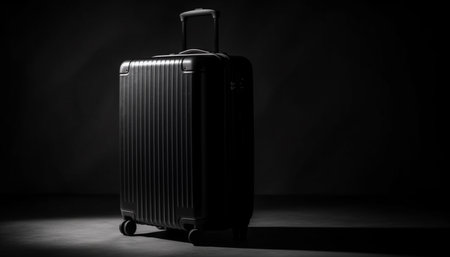 Wheeled luggage for business travel, packed with elegance and leather generated by artificial intelligenceの素材