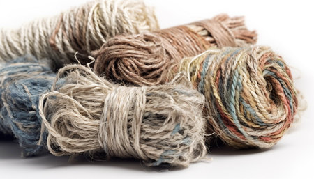 Stack of colorful spools of thread, a knitter's paradise generated by artificial intelligenceの素材