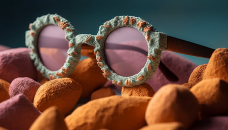 Sunglasses love heart shape chocolate nature backgrounds food studio shot generated by artificial intelligenceの素材