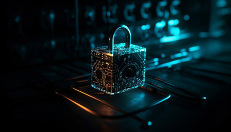 Secure computer network unlocks futuristic encryption for ultimate safety generated by artificial intelligenceの素材
