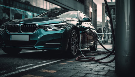 Shiny sports car with modern technology and elegant design generated by artificial intelligenceの素材