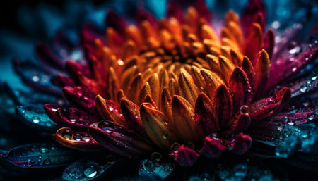 Vibrant gerbera daisy blossom in wet grass, beauty in nature generated by artificial intelligenceの素材