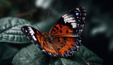 Vibrant butterfly wing spotted in multi colored tropical rainforest beauty generated by artificial intelligenceの素材