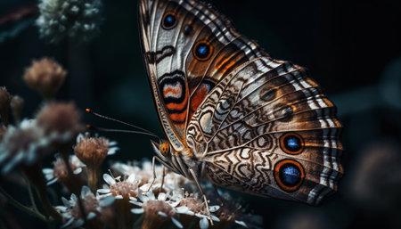 Vibrant butterfly in nature, showcasing elegance and fragility generated by artificial intelligenceの素材