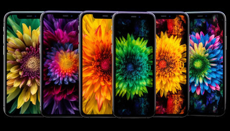 Multi colored gerbera daisy bouquet, beauty in nature abstract pattern generated by artificial intelligenceの素材