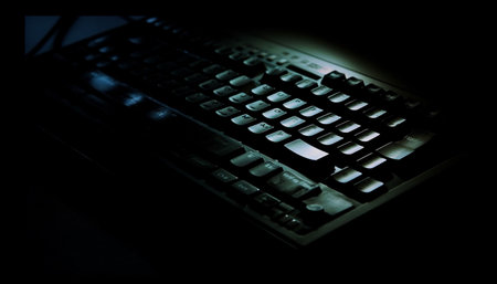 Modern technology illuminates the dark with computer keypad electricity generated by artificial intelligenceの素材