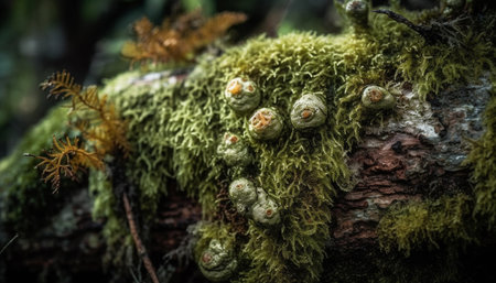 Organic growth in nature beauty forest, plant, and leaf generated by artificial intelligenceの素材