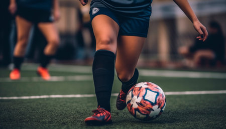 Teamwork and determination lead to championship success in soccer league generated by artificial intelligenceの素材