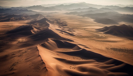 Tranquil scene of majestic sand dunes in arid Africa generated by artificial intelligenceの素材