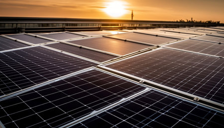 Sustainable solar power station generates clean electricity for modern industry generated by artificial intelligenceの素材