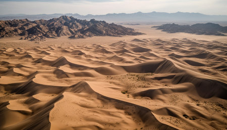 Tranquil sunset over majestic sand dunes in Africa wilderness area generated by artificial intelligenceの素材