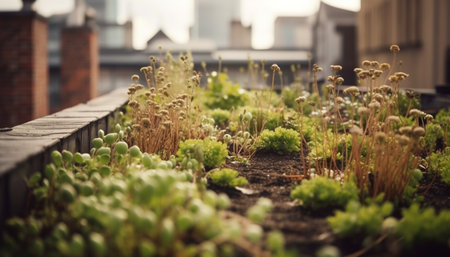 Fresh organic growth of green seedling in rural agriculture farm generated by artificial intelligenceの素材
