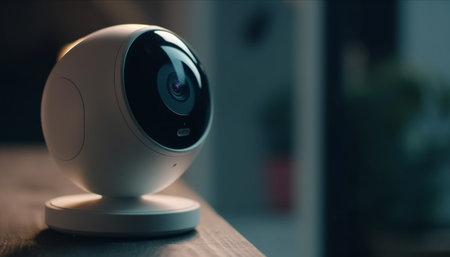 Modern surveillance equipment watching business order on futuristic desk generated by artificial intelligenceの素材