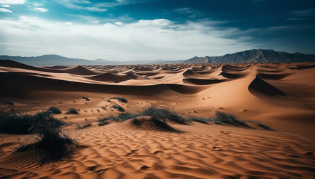 Tranquil scene of majestic sand dunes in arid Africa generated by artificial intelligenceの素材