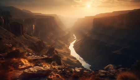 The majestic sandstone ravine eroded by extreme terrain and adventure generated by artificial intelligenceの素材