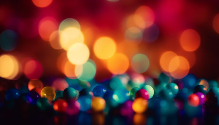 Vibrant celebration with multi colored decorations and glowing lighting equipment generated by artificial intelligenceの素材