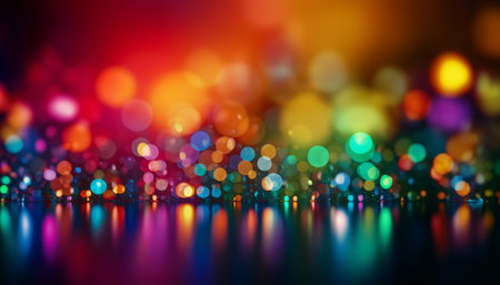 Vibrant colors illuminate celebration with glittering confetti backdrop generated by artificial intelligenceの素材