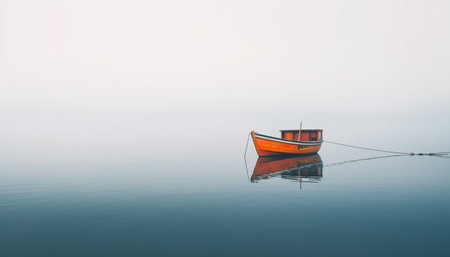 Tranquil seascape reflects the beauty of nature on a sailboat generated by artificial intelligenceの素材