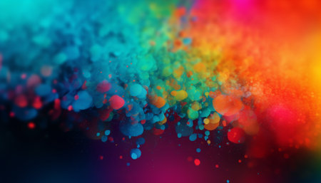 A bright, multi colored celebration backdrop with glowing abstract patterns generated by artificial intelligenceの素材