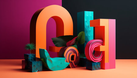 Modern abstract design with multi colored backgrounds for business success generated by artificial intelligenceの素材