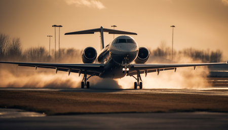 Taking off, flying high, luxury journey in private airplane generated by artificial intelligenceの素材