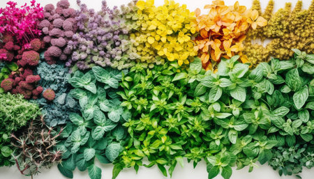 Vibrant bouquet of multi colored flowers in a formal garden generated by artificial intelligenceの素材