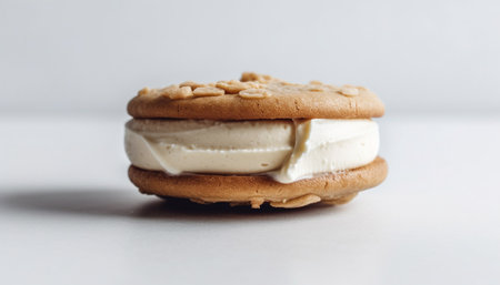 Stack of homemade almond shortbread cookies on white background, indulgence generated by artificial intelligenceの素材