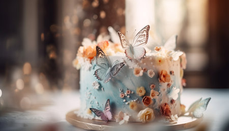 Sweet food decoration on elegant table with chocolate and candy generated by artificial intelligenceの素材