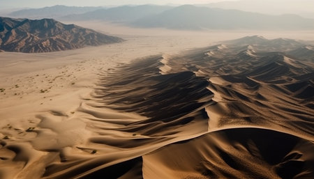 Tranquil sunrise over majestic sand dunes in remote wilderness area generated by artificial intelligenceの素材