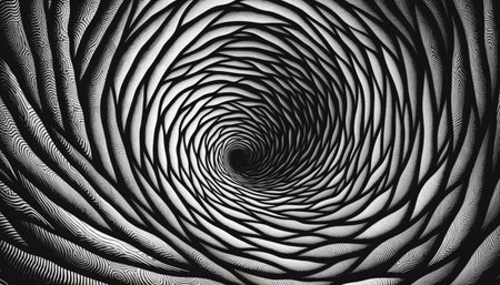 Geometric shape illusion, swirling vortex of psychedelic motion and pattern generated by artificial intelligenceの素材