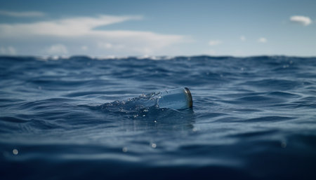 Solitude on the coast Blue wave ripples in tranquil water generated by artificial intelligenceの素材