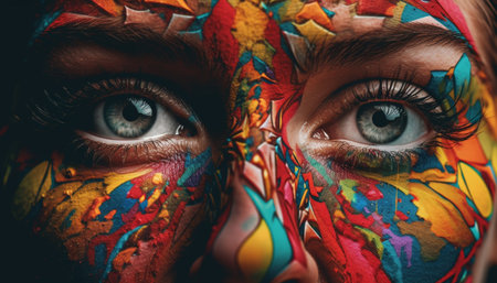 Vibrant colors and futuristic design create abstract beauty on women generated by artificial intelligenceの素材