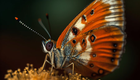 Vibrant butterfly in nature, flying with elegance and beauty generated by artificial intelligenceの素材