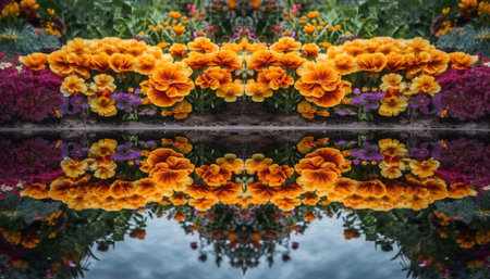 Multi colored flower heads blossom in nature ornate garden design generated by artificial intelligenceの素材